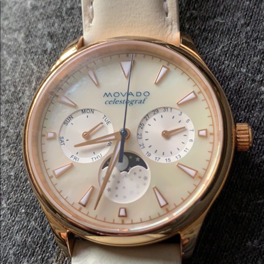 Movado Heritage Celestograph White Leather  36mm